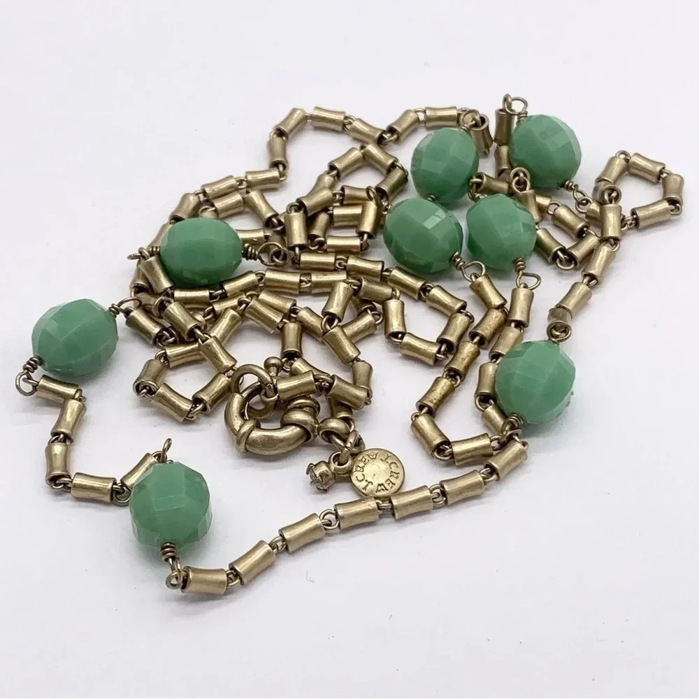 J. Crew Faceted Light Green Beaded Necklace